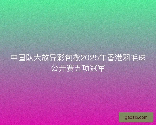 中国队大放异彩包揽2025年香港羽毛球公开赛五项冠军